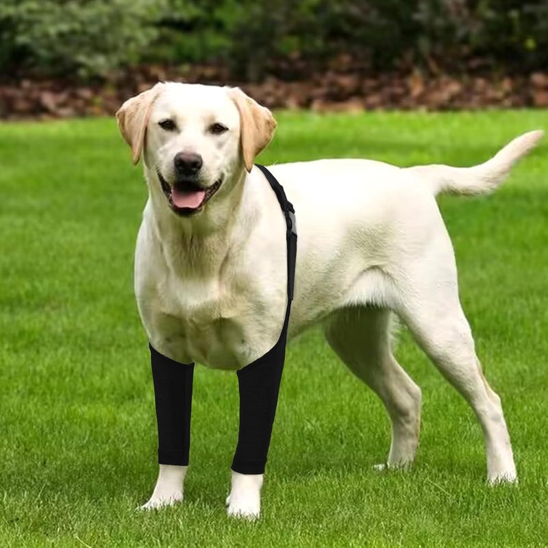 IDOMIK Dog Recovery Suit for Front Legs, Dog Recovery Sleeves After Surgery with Elastic Band, Soft Protective Elbow Braces for Medium Large Dogs, Cone Collar Alternative to Stop Licking Leg Wounds,Black,3XL - Image 5